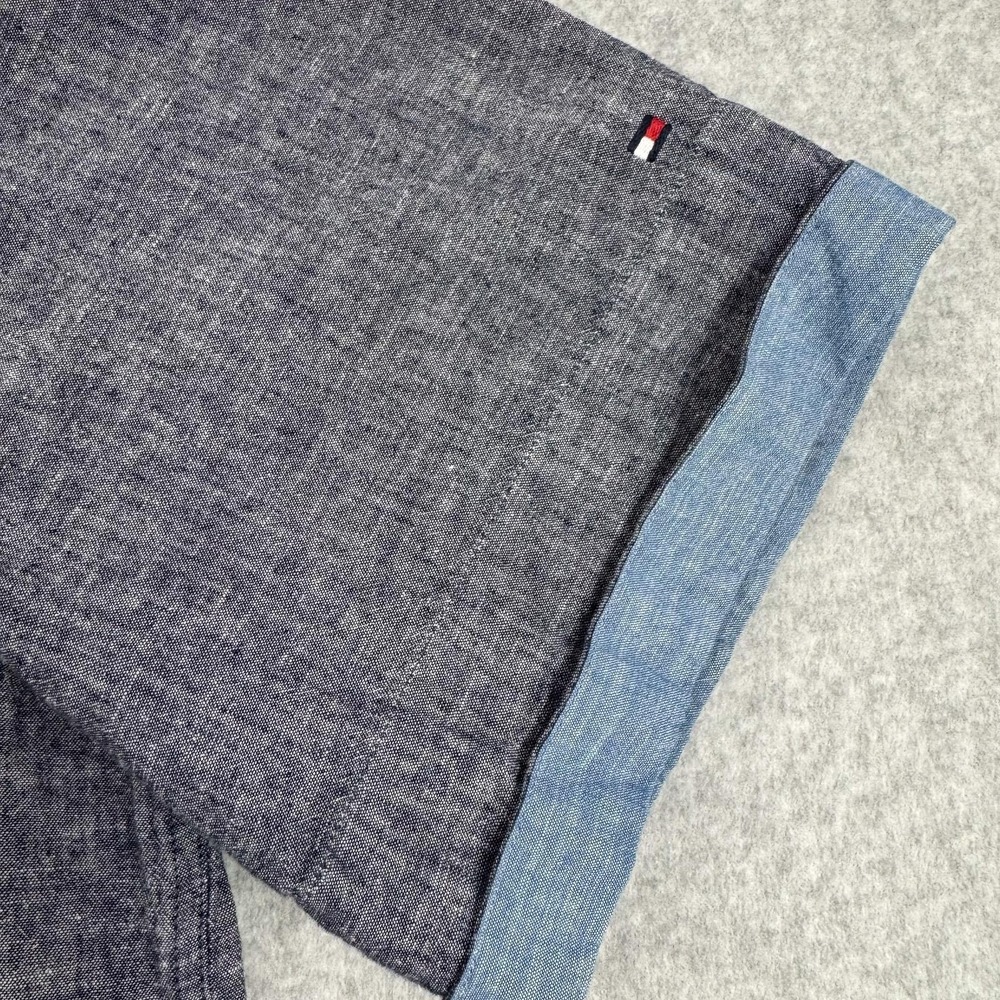 Tommy Hilfiger Shirt Mens 3XLT Gray Linen Cotton Short Sleeve Big Tall Summer - Picture 4 of 10